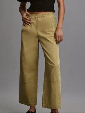 The Izzie Relaxed Pull-On Barrel Pants by Pilcro Medium Light Green Moss